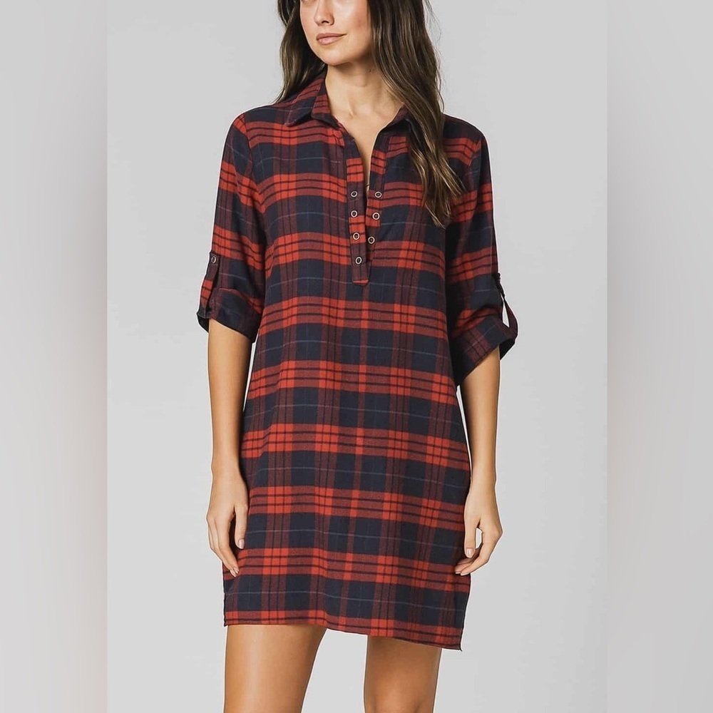 🧨 5/$25 Women’s Plaid Mini Shirt Winter Dress